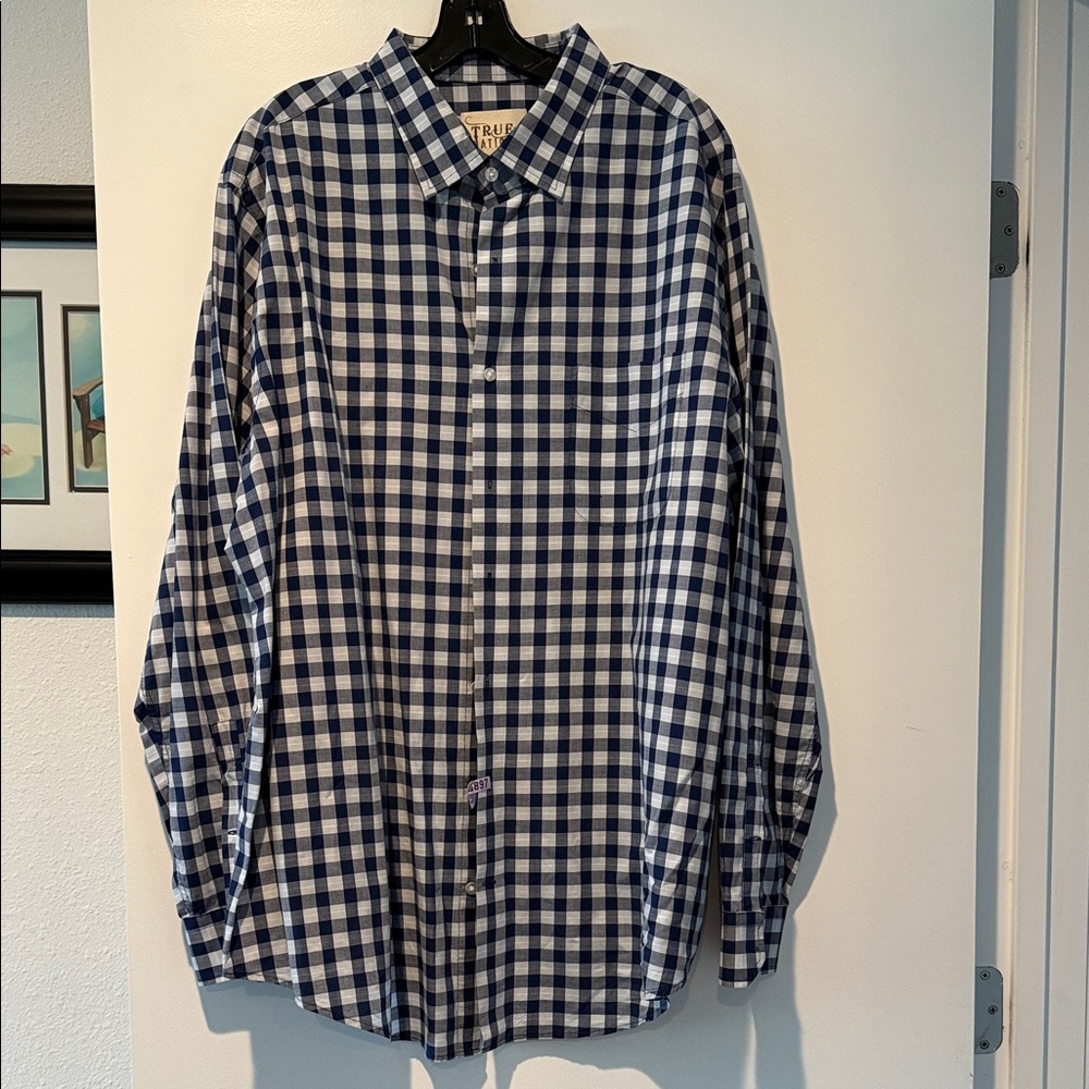 Classic Navy Checkered Button-Down Shirt